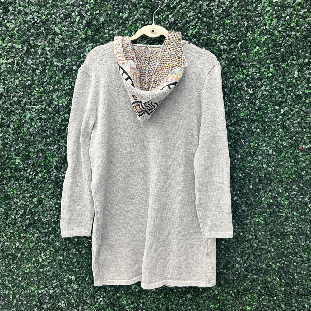 SHEIN EMERY ROSE Graphic Detail Cardigan W/ Hoodie - Size L! - Picture 4 of 7